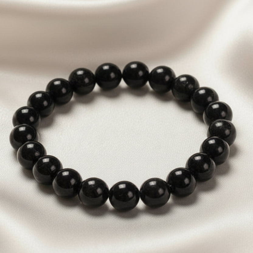 Black Obsidian Round Bead Bracelet