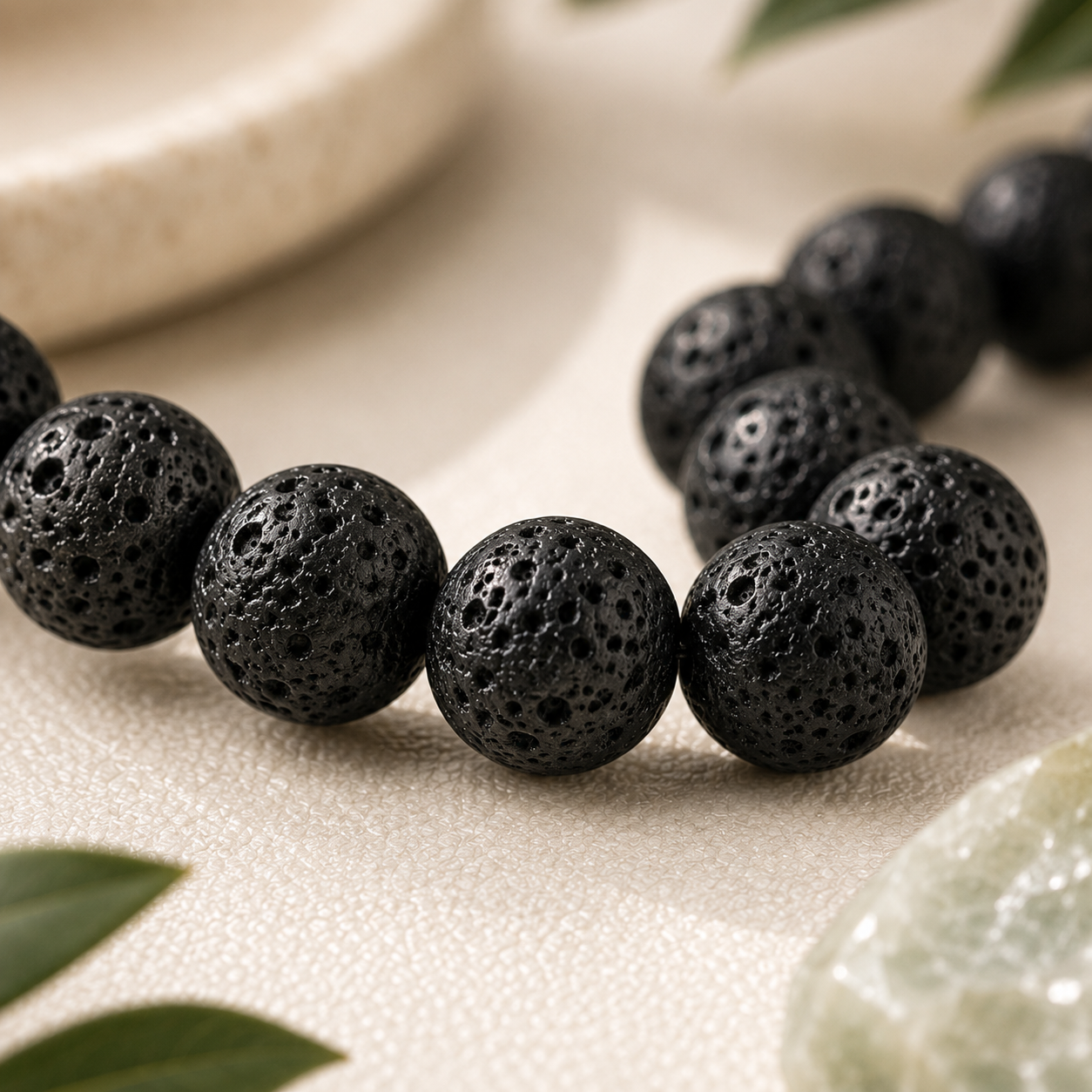 Lava Stone Round Bead Bracelet