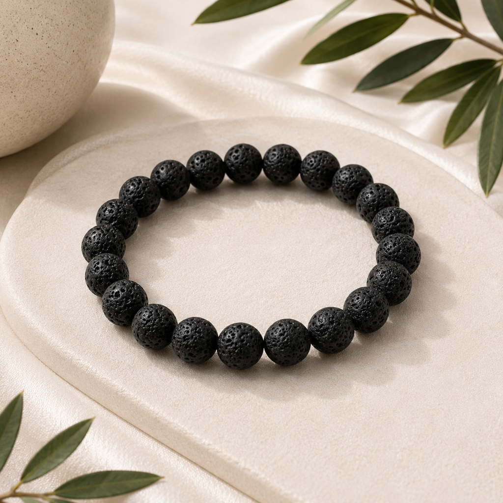 Lava Stone Round Bead Bracelet