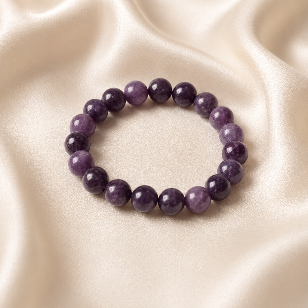 Lepidolite Round Bead Bracelet