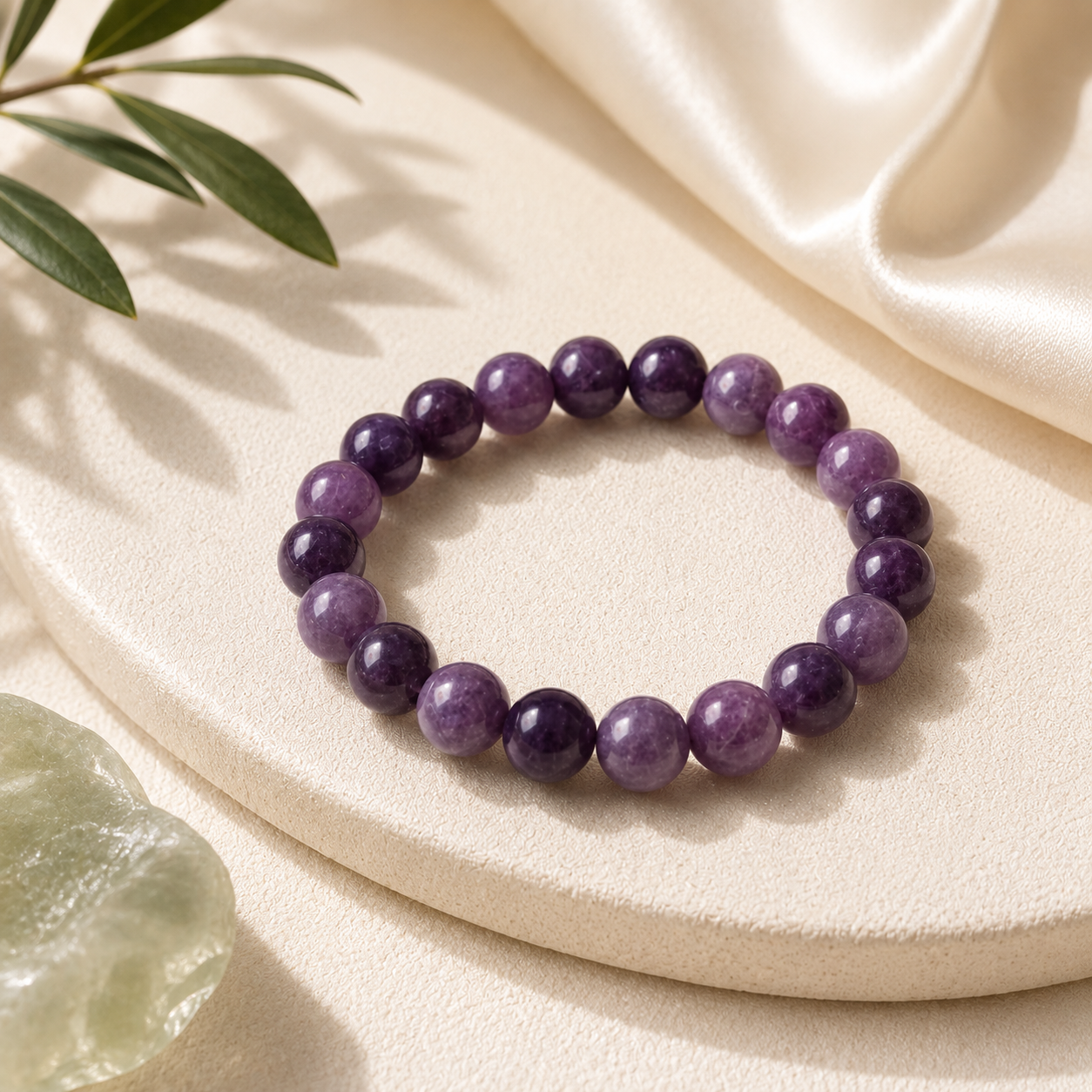 Lepidolite Round Bead Bracelet