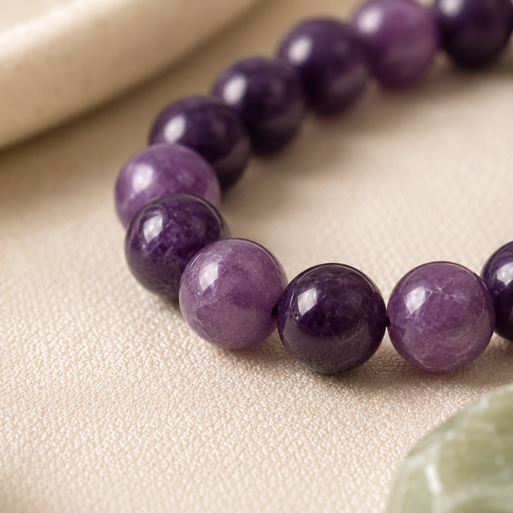 Lepidolite Round Bead Bracelet