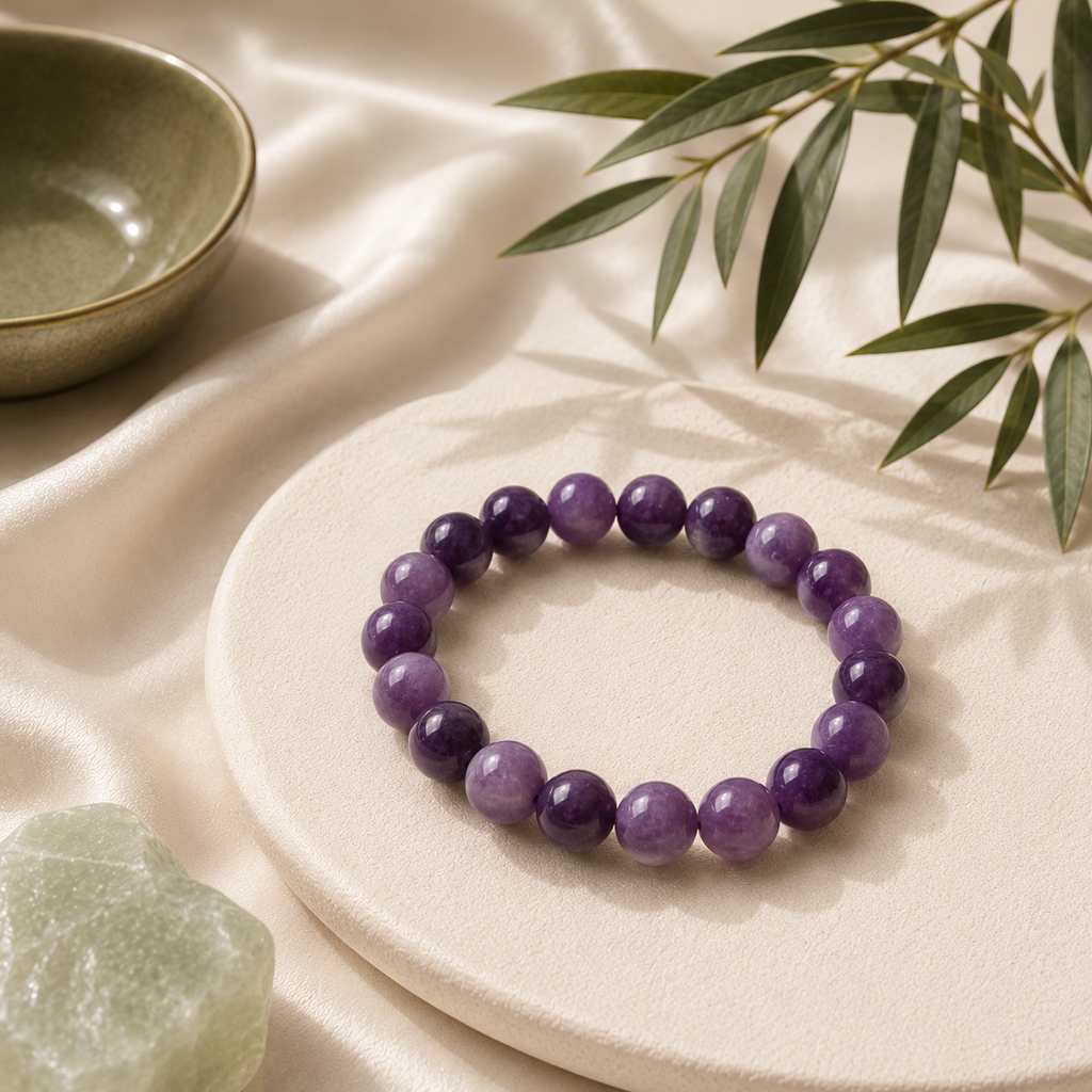 Lepidolite Round Bead Bracelet