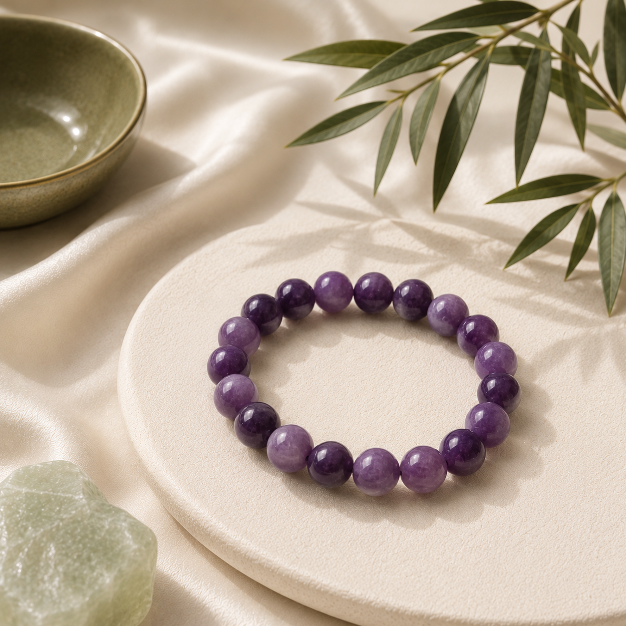 Lepidolite Round Bead Bracelet