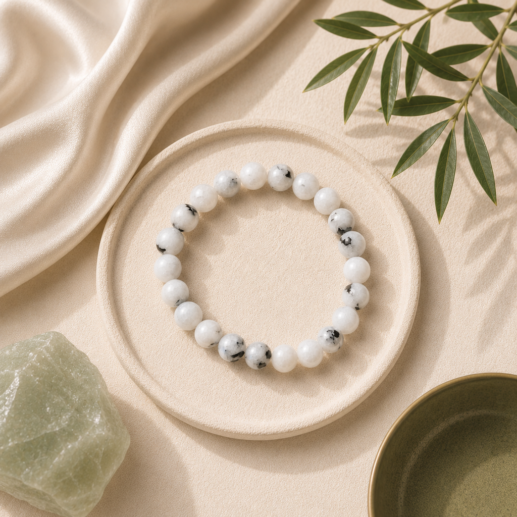 Moonstone Round Bead Bracelet