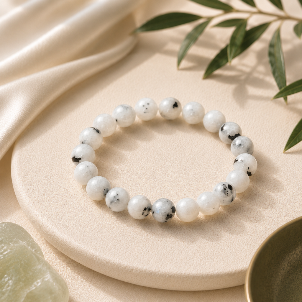Moonstone Round Bead Bracelet