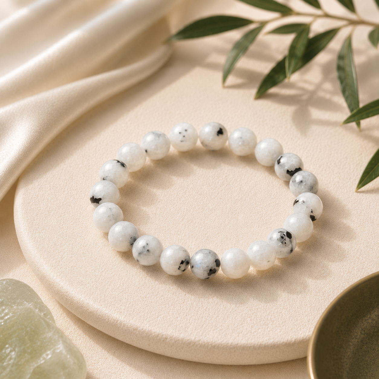 Moonstone Round Bead Bracelet