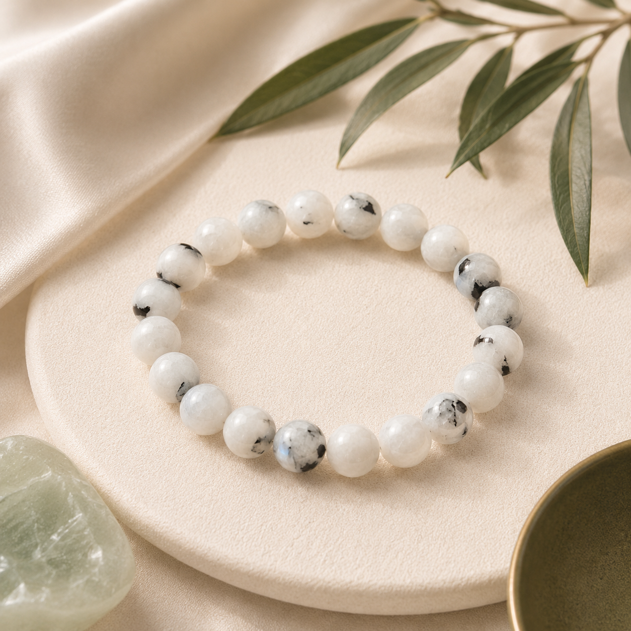 Moonstone Round Bead Bracelet