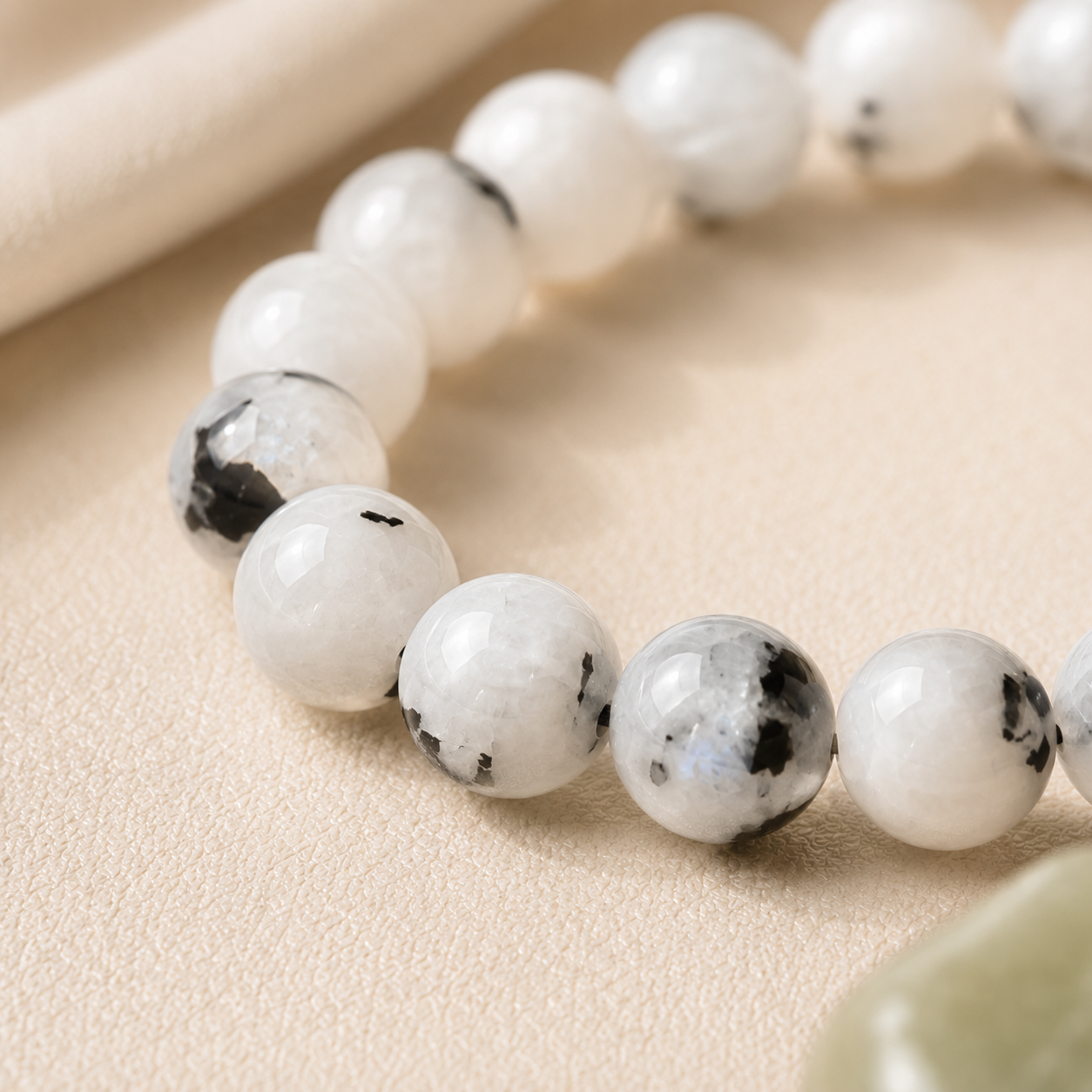 Moonstone Round Bead Bracelet