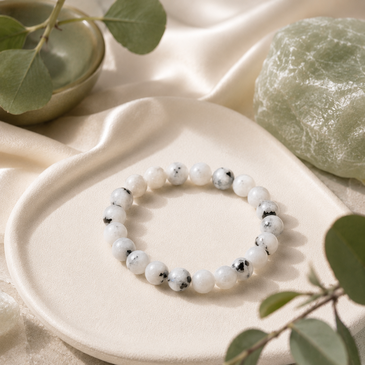 Moonstone Round Bead Bracelet