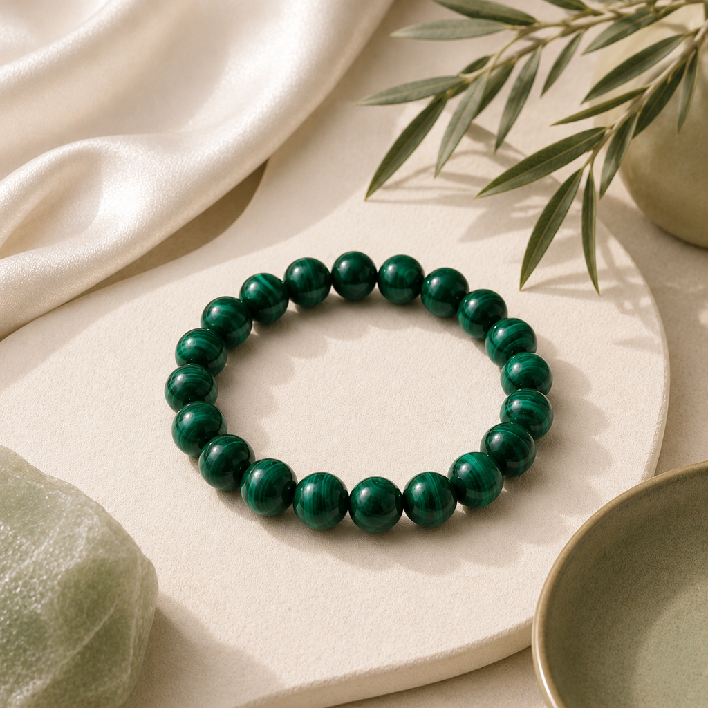 Malachite Round Bead Bracelet