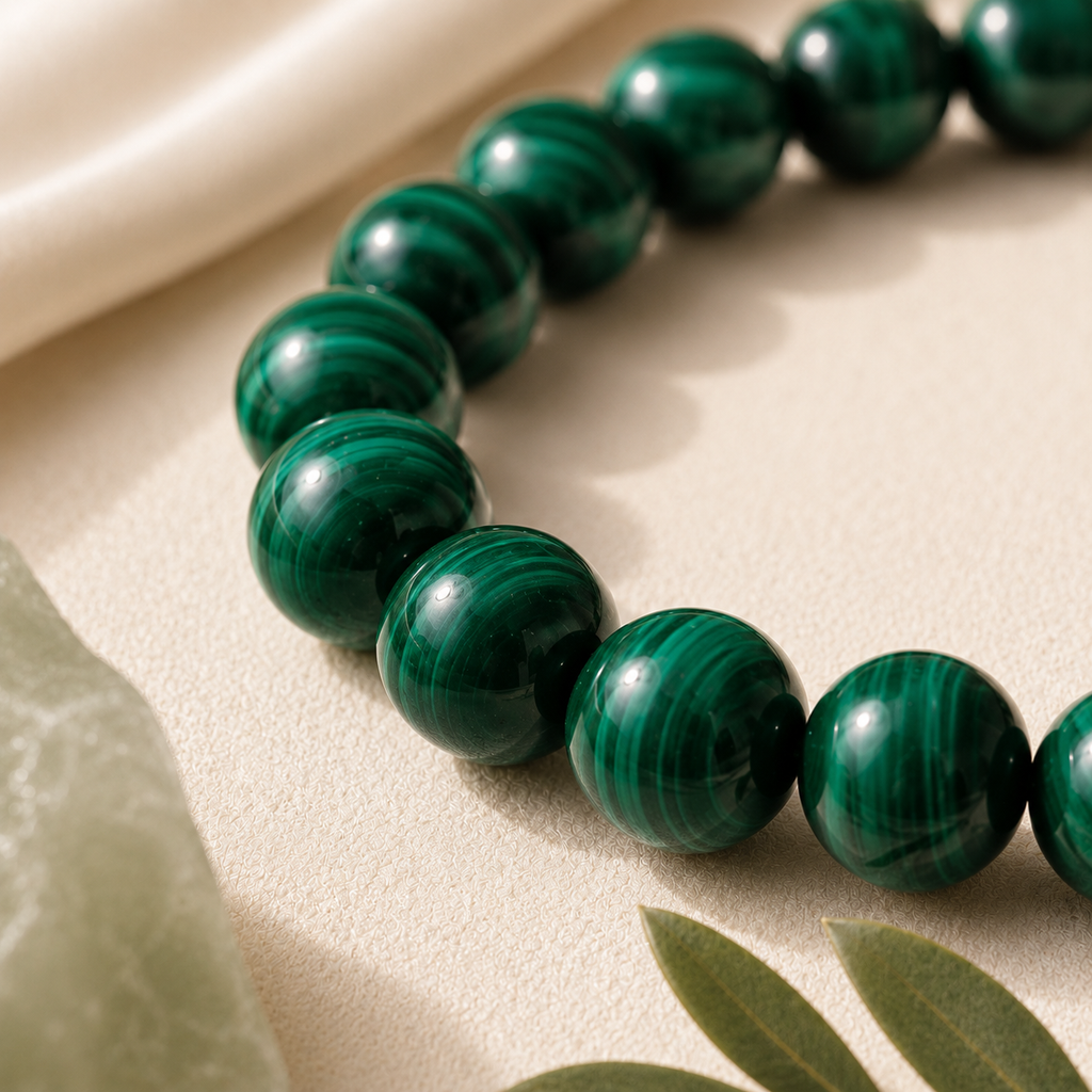 Malachite Round Bead Bracelet