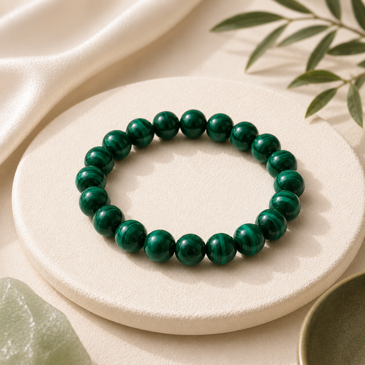 Malachite Round Bead Bracelet