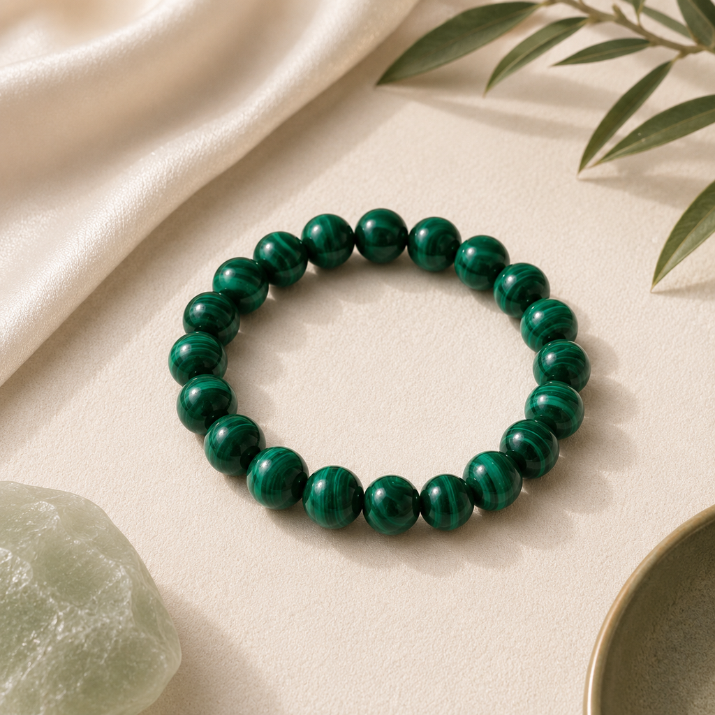 Malachite Round Bead Bracelet