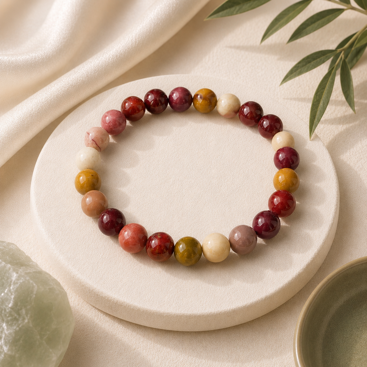 Mookaite Jasper Round Bead Bracelet