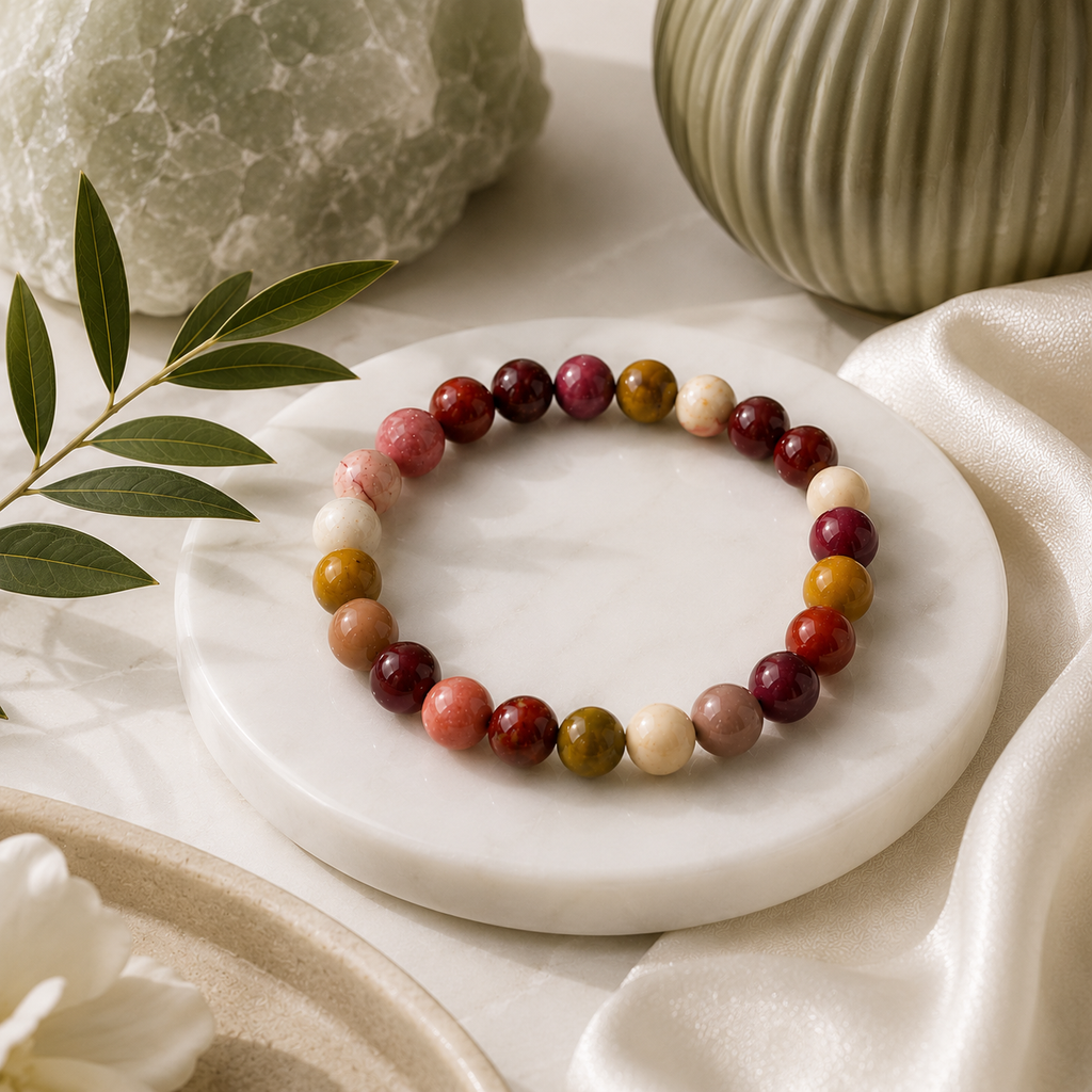 Mookaite Jasper Round Bead Bracelet