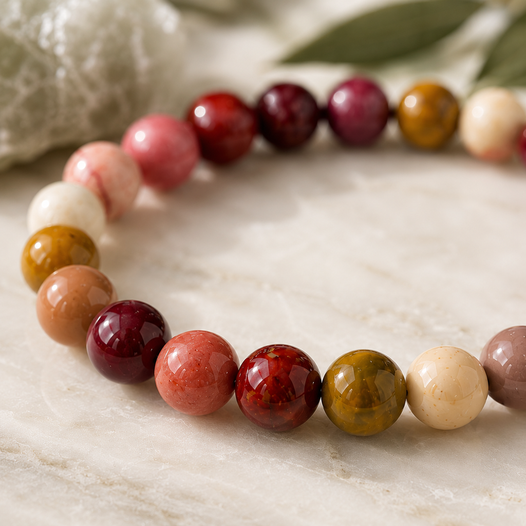 Mookaite Jasper Round Bead Bracelet