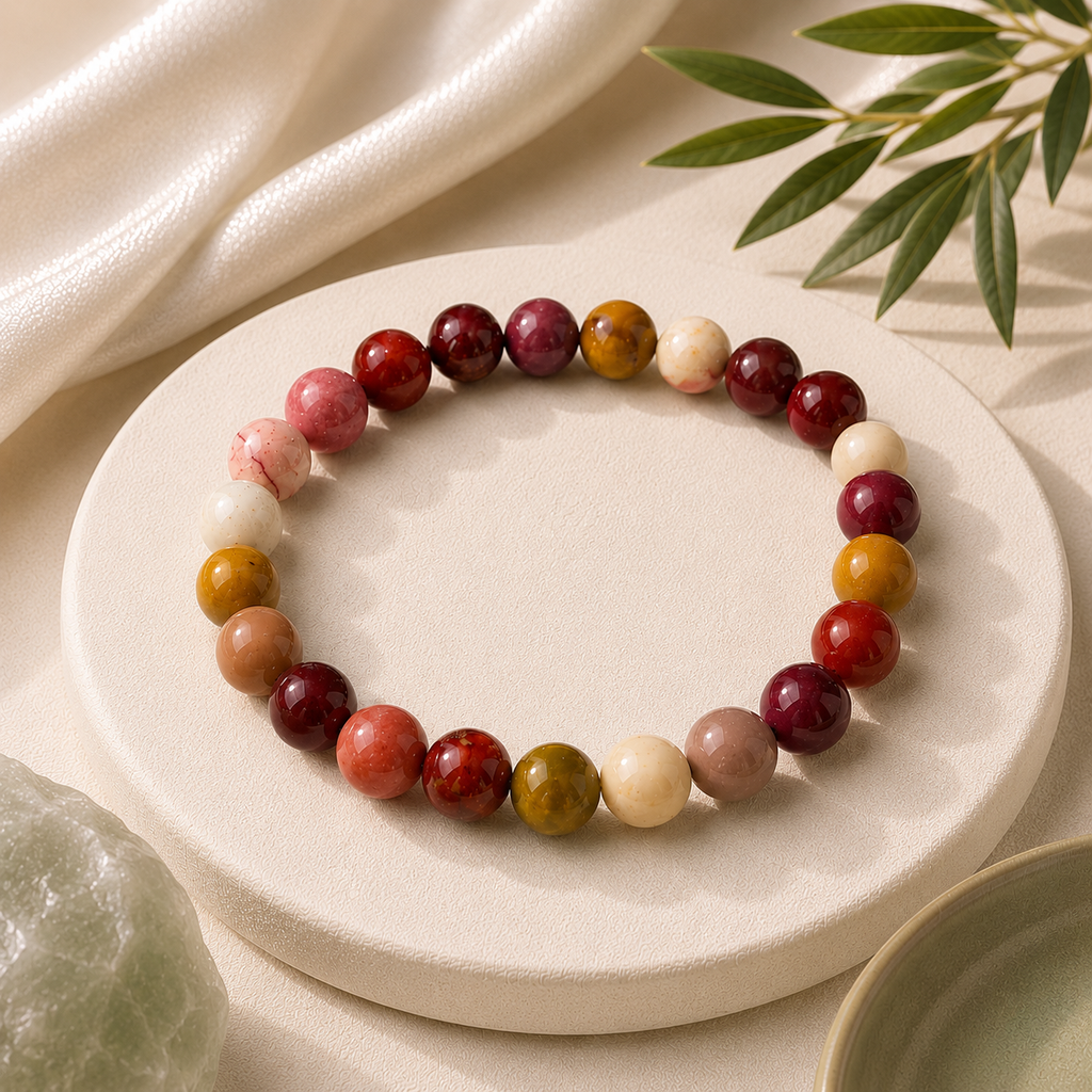 Mookaite Jasper Round Bead Bracelet