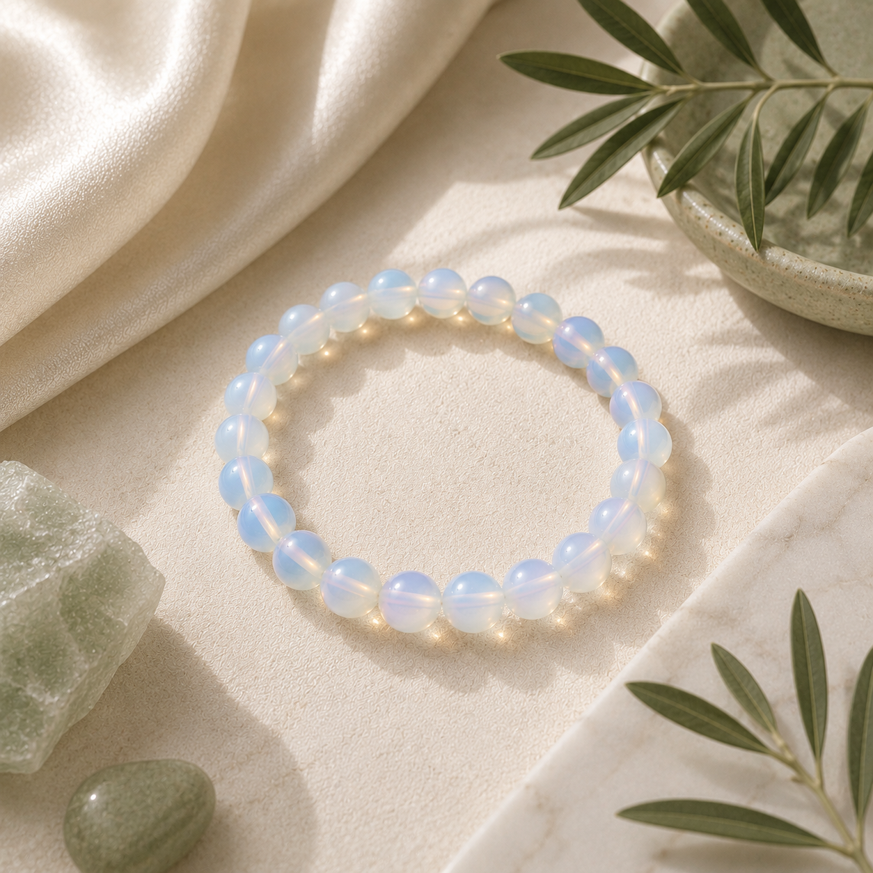 Opalite Round Bead Bracelet