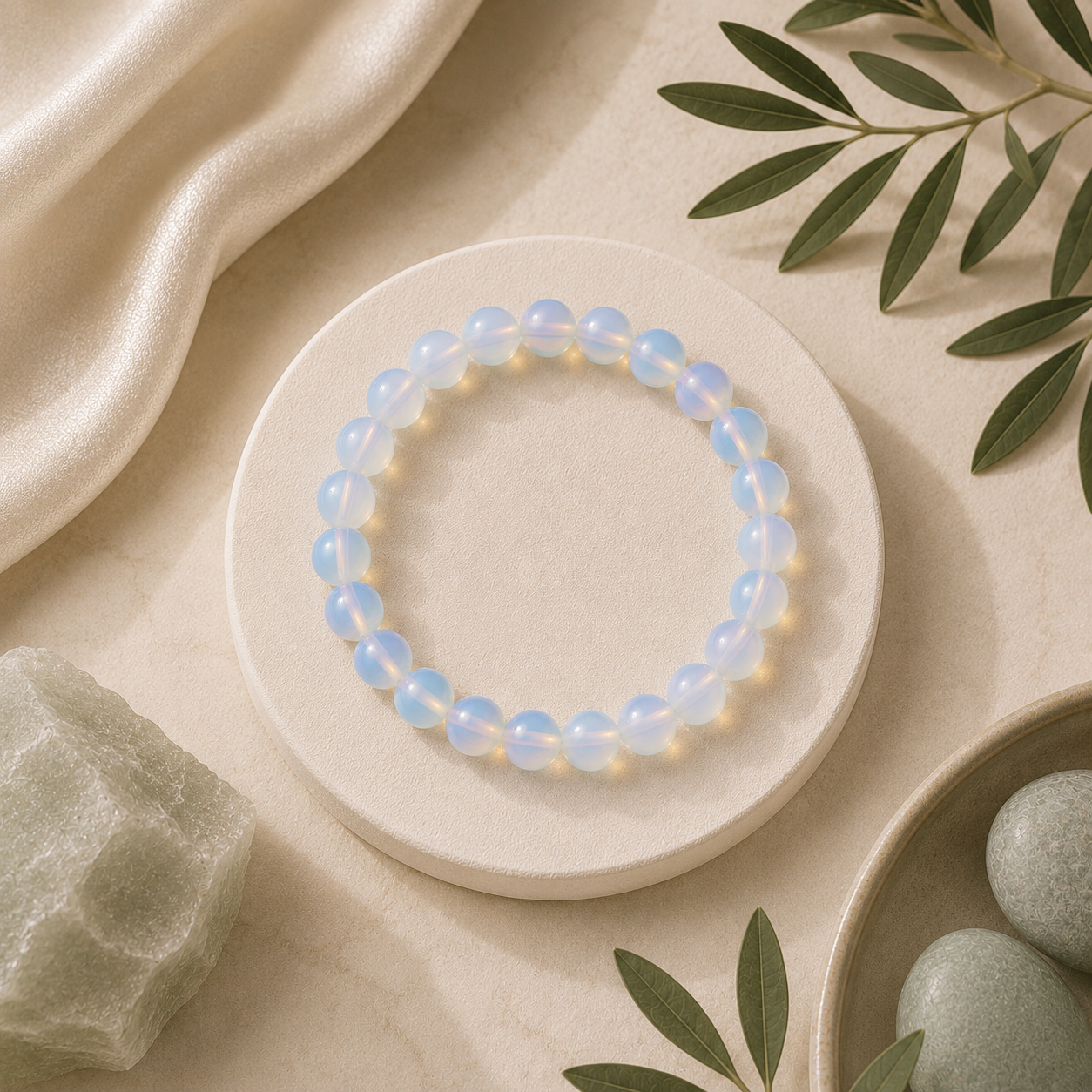 Opalite Round Bead Bracelet