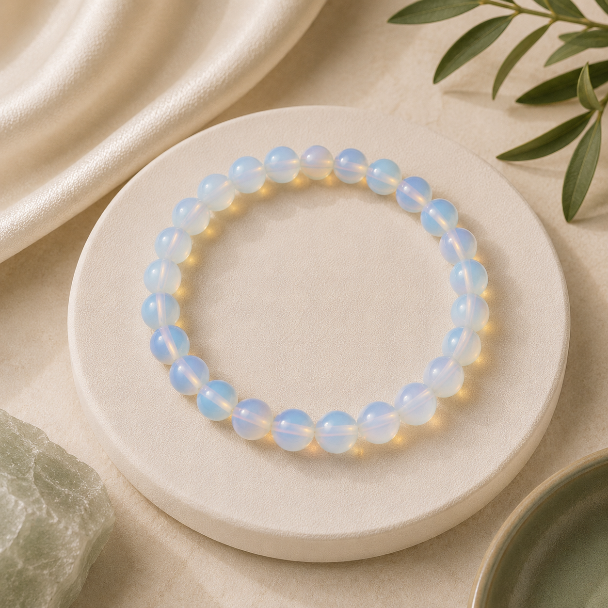 Opalite Round Bead Bracelet