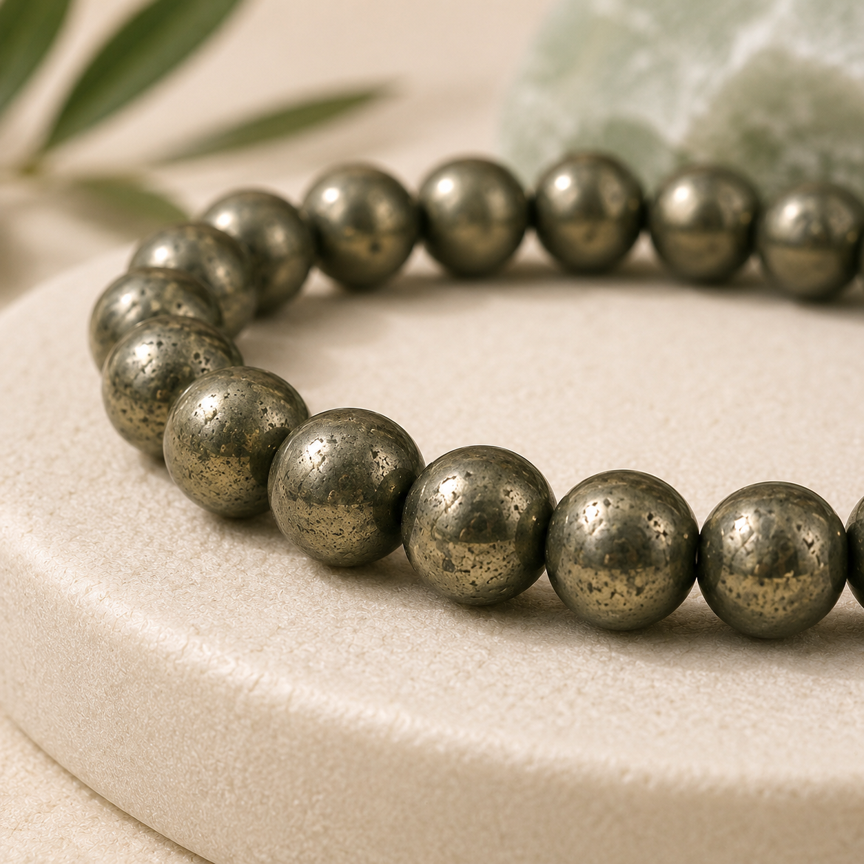 Pyrite Round Bead Bracelet