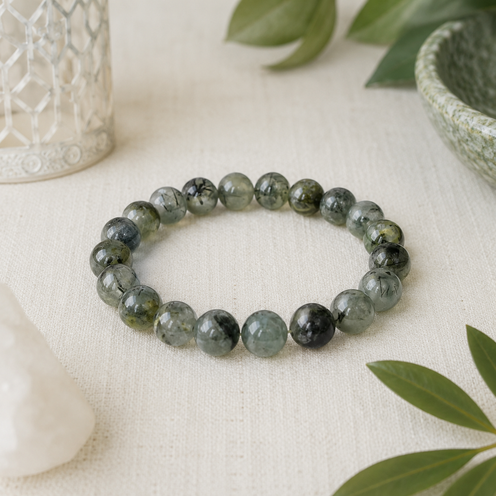 Prehnite Round Bead Bracelet