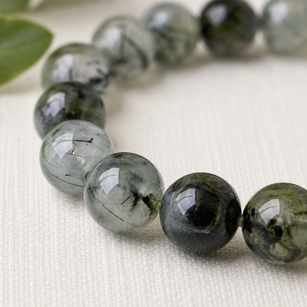 Prehnite Round Bead Bracelet
