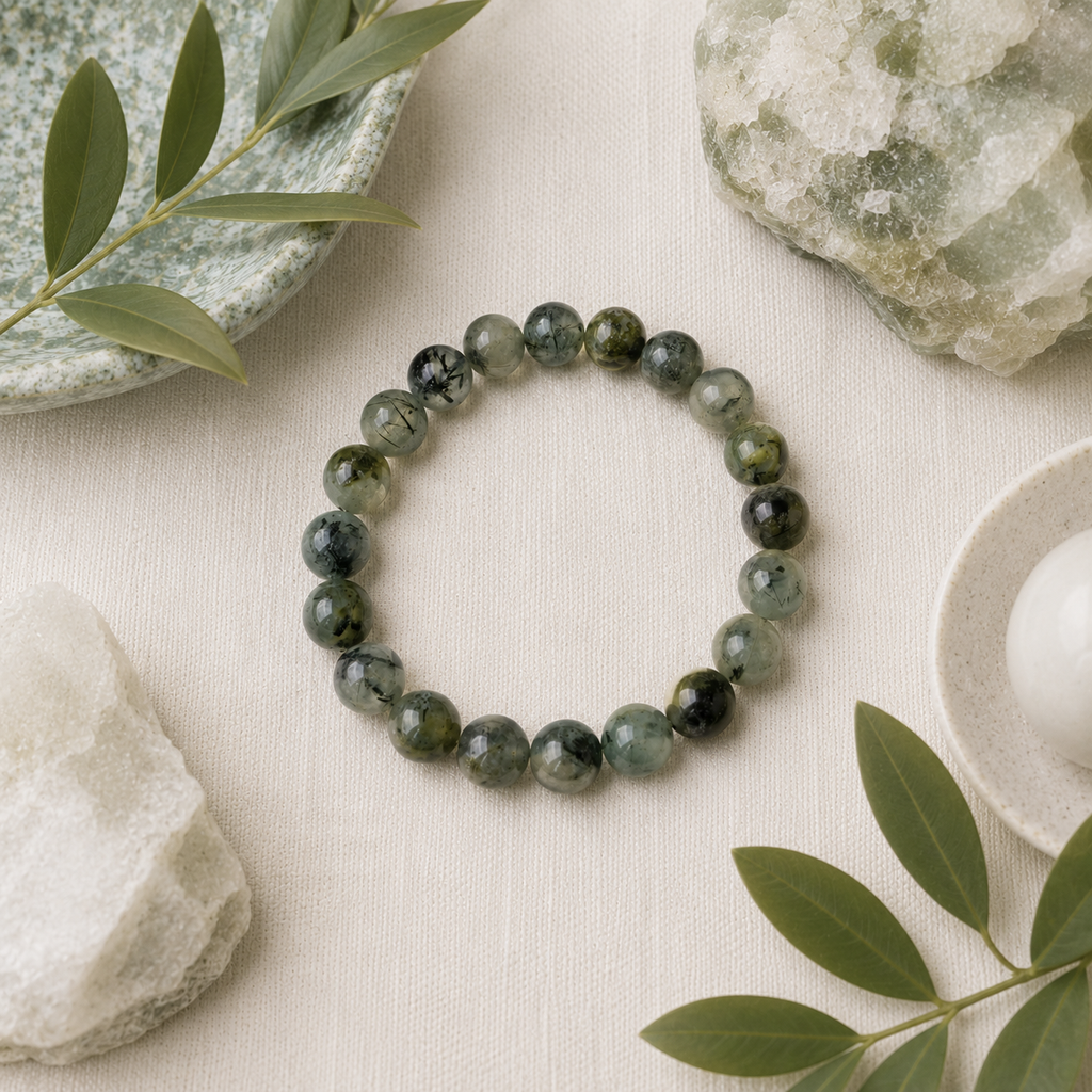 Prehnite Round Bead Bracelet