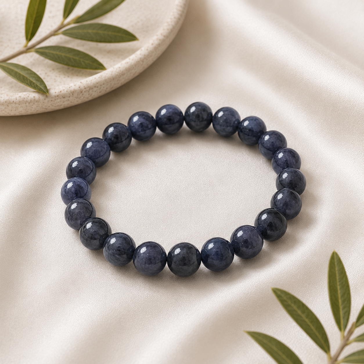 Iolite Round Bead Bracelet