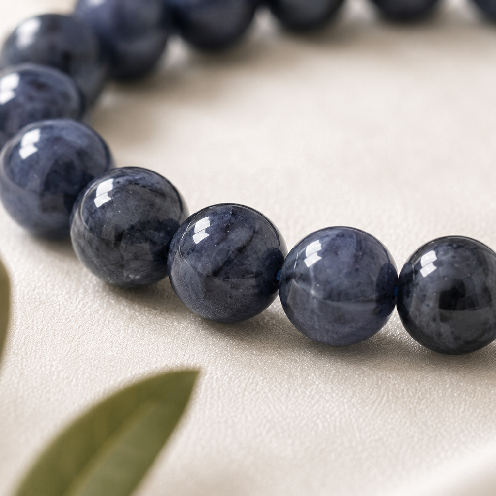 Iolite Round Bead Bracelet