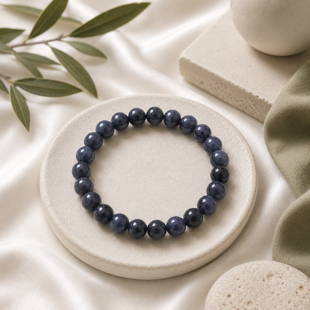 Iolite Round Bead Bracelet