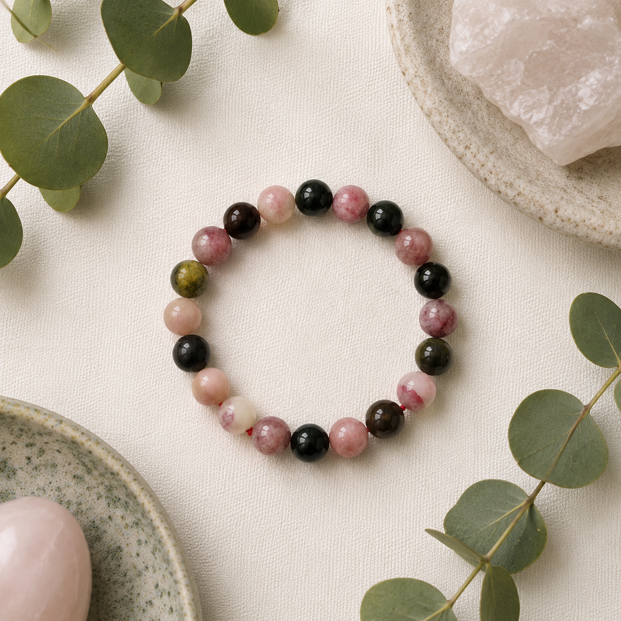 Multi Tourmaline Round Bead Bracelet