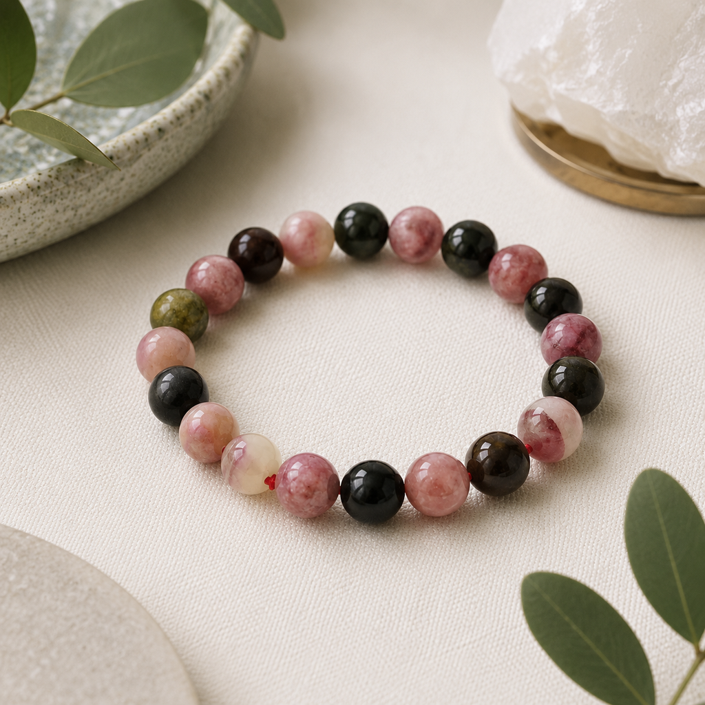 Multi Tourmaline Round Bead Bracelet