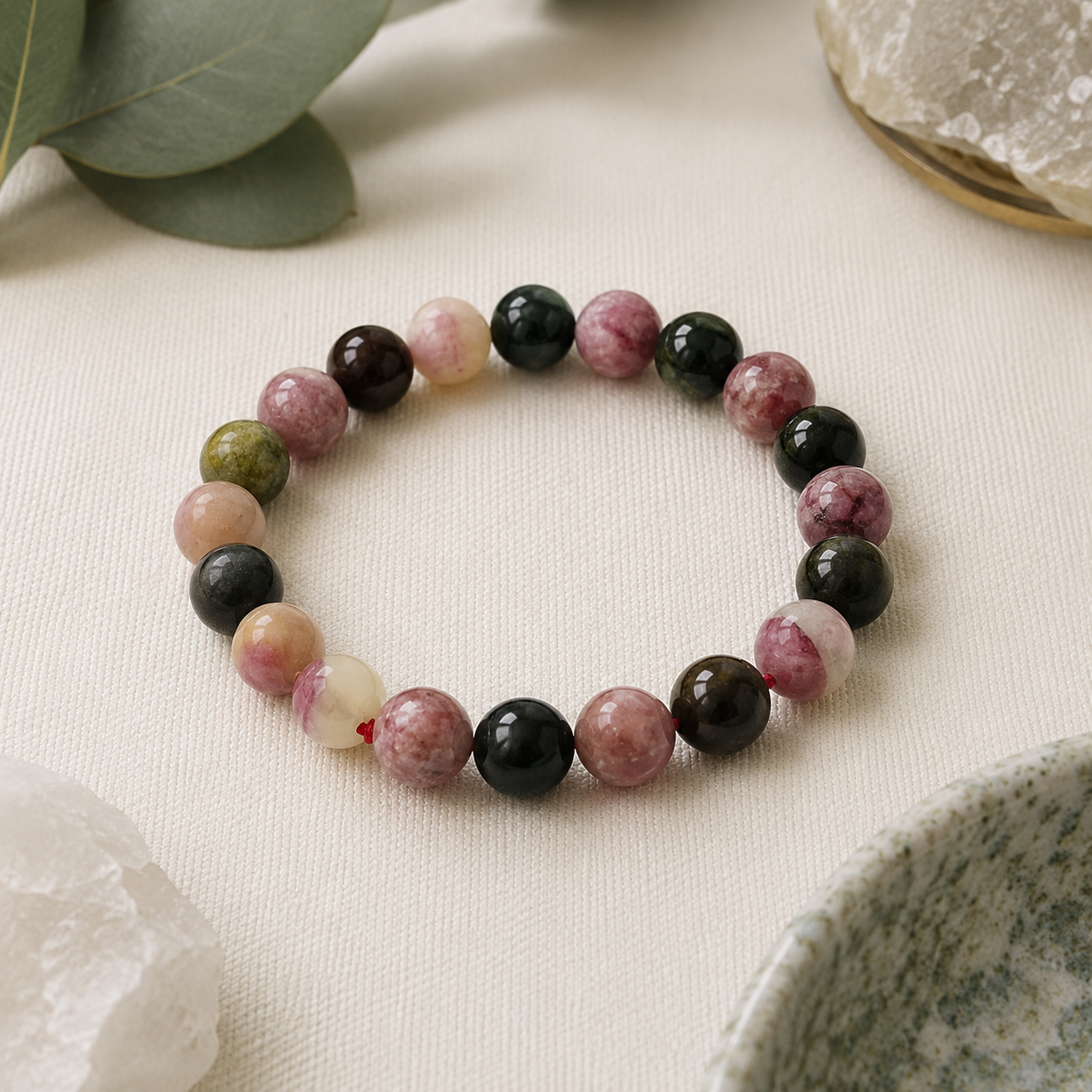 Multi Tourmaline Round Bead Bracelet