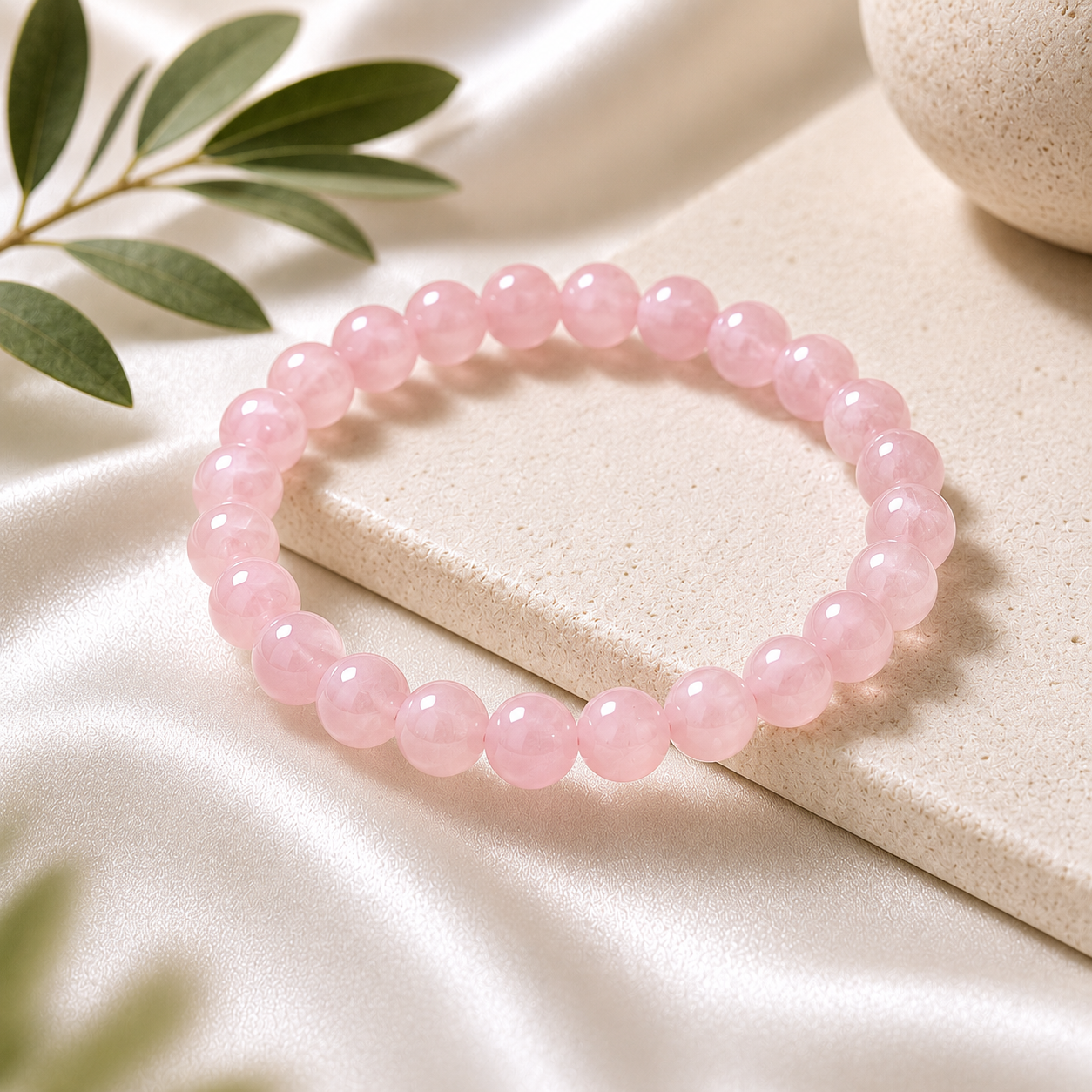 Kunzite Round Bead Bracelet