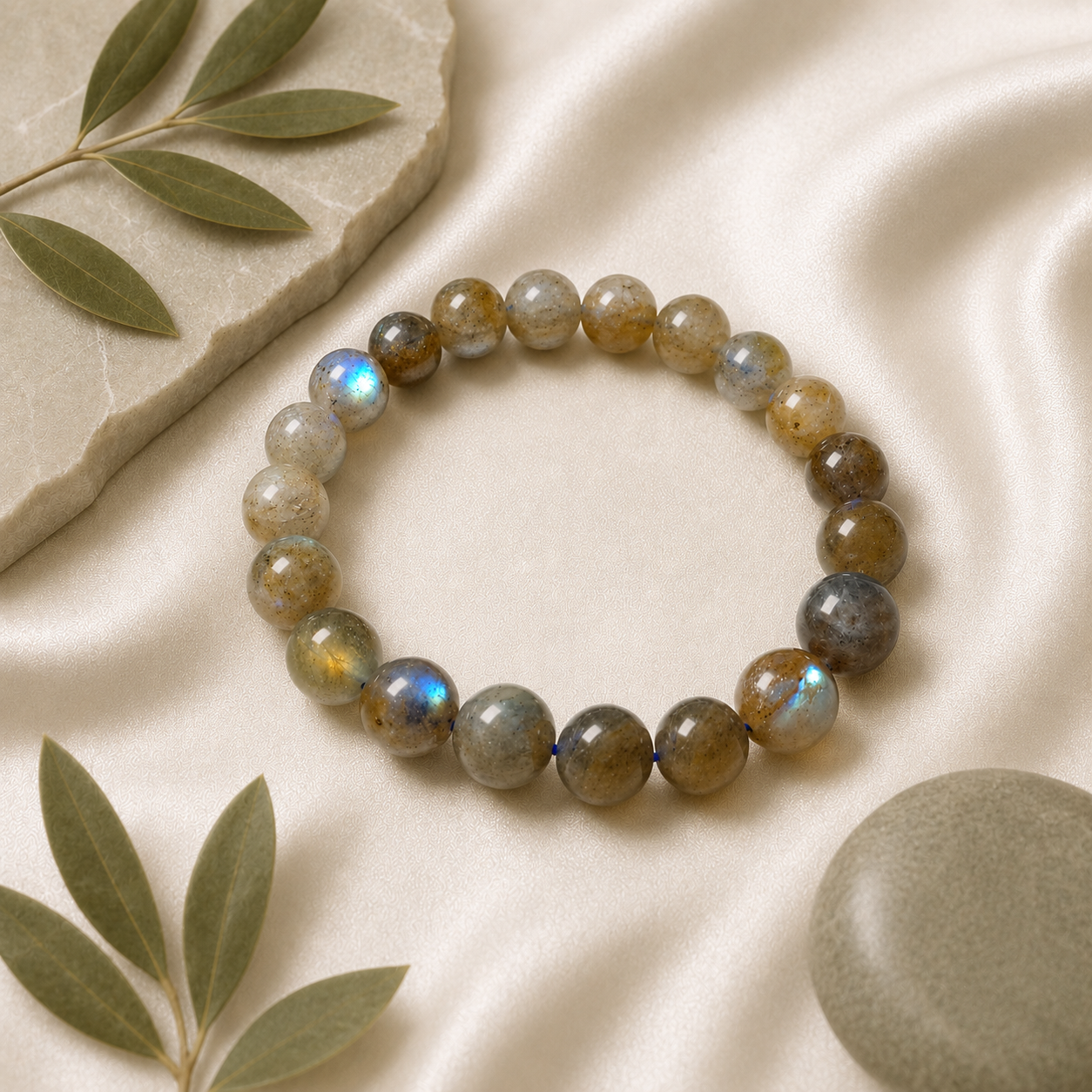 Labradorite Round Bead Bracelet