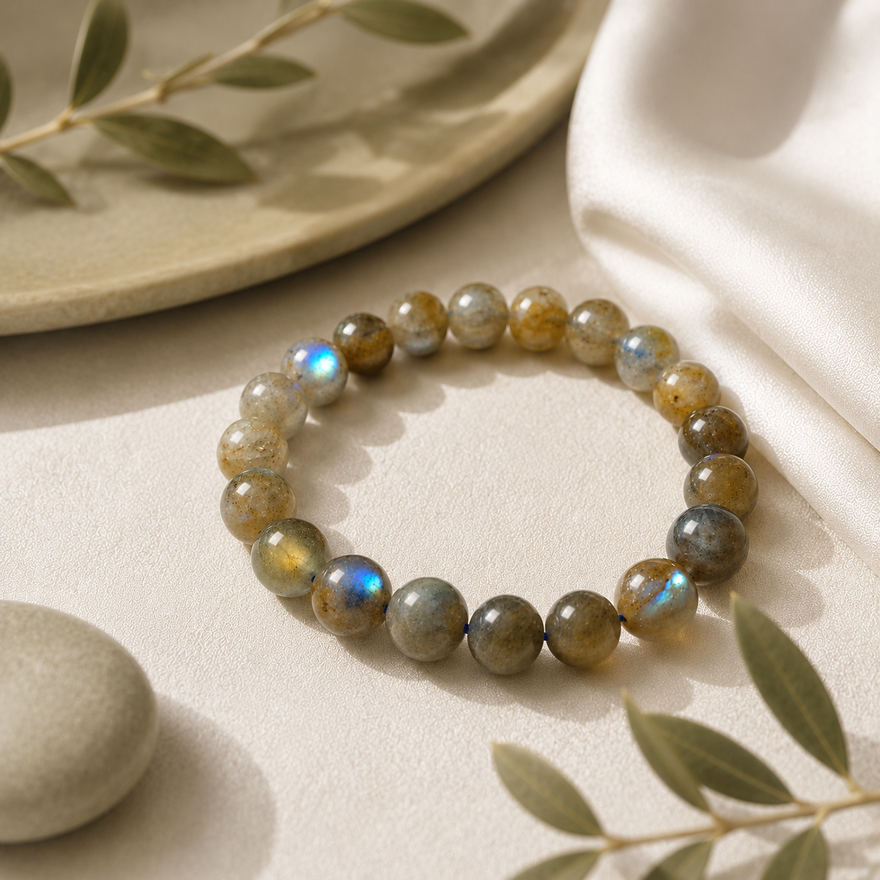 Labradorite Round Bead Bracelet