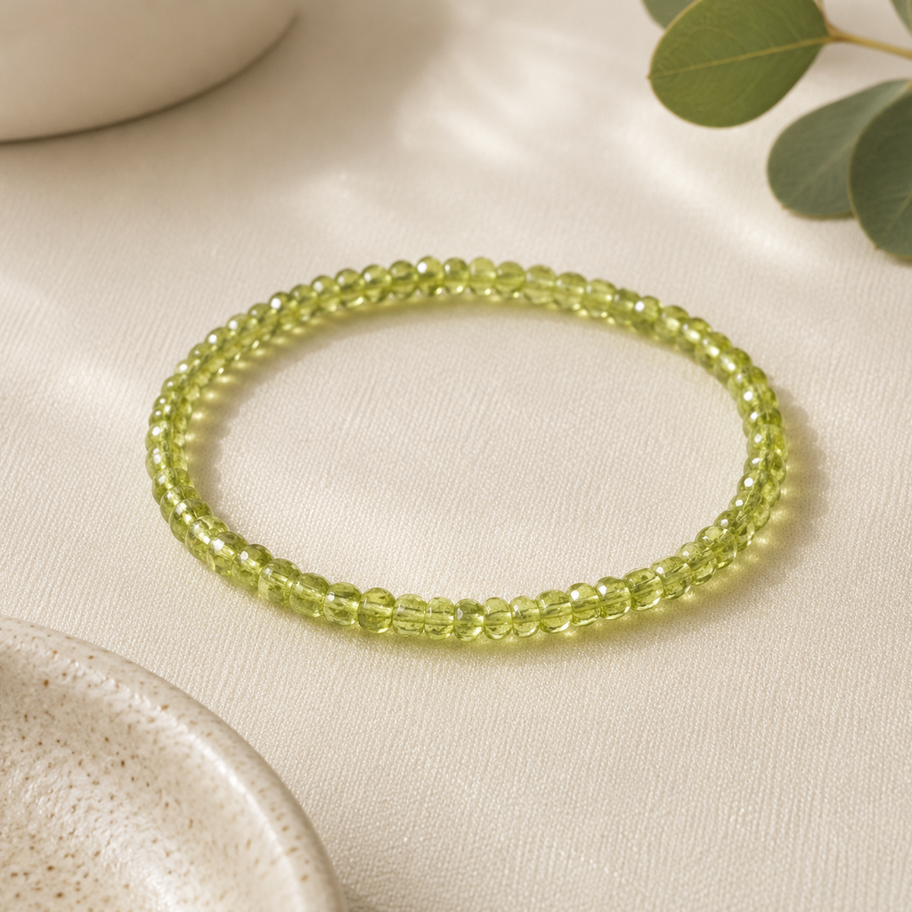 Peridot Round Bead Bracelet
