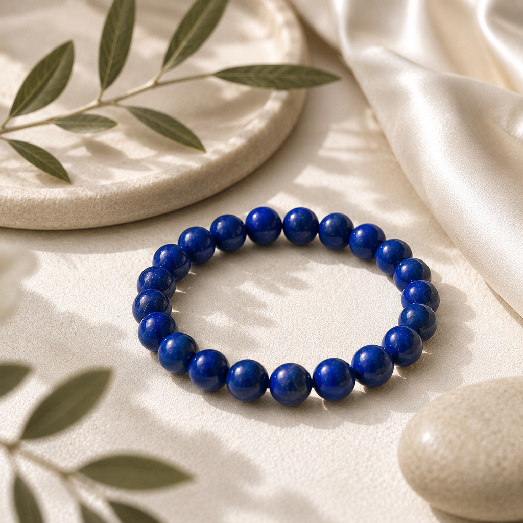 Lapis Lazuli Round Bead Bracelet