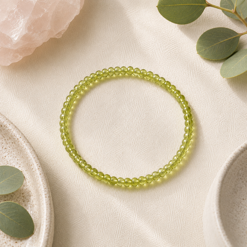 Peridot Round Bead Bracelet