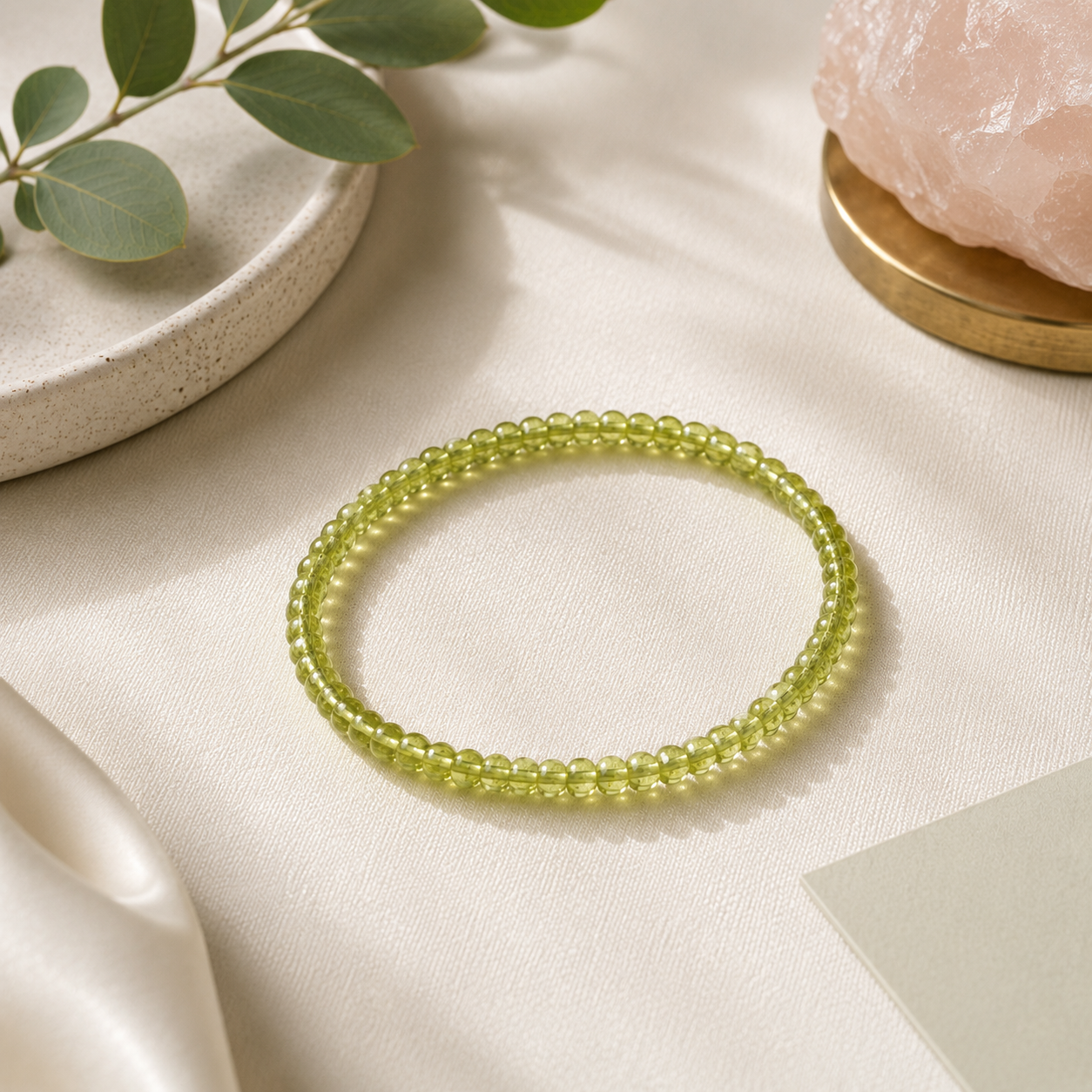Peridot Round Bead Bracelet