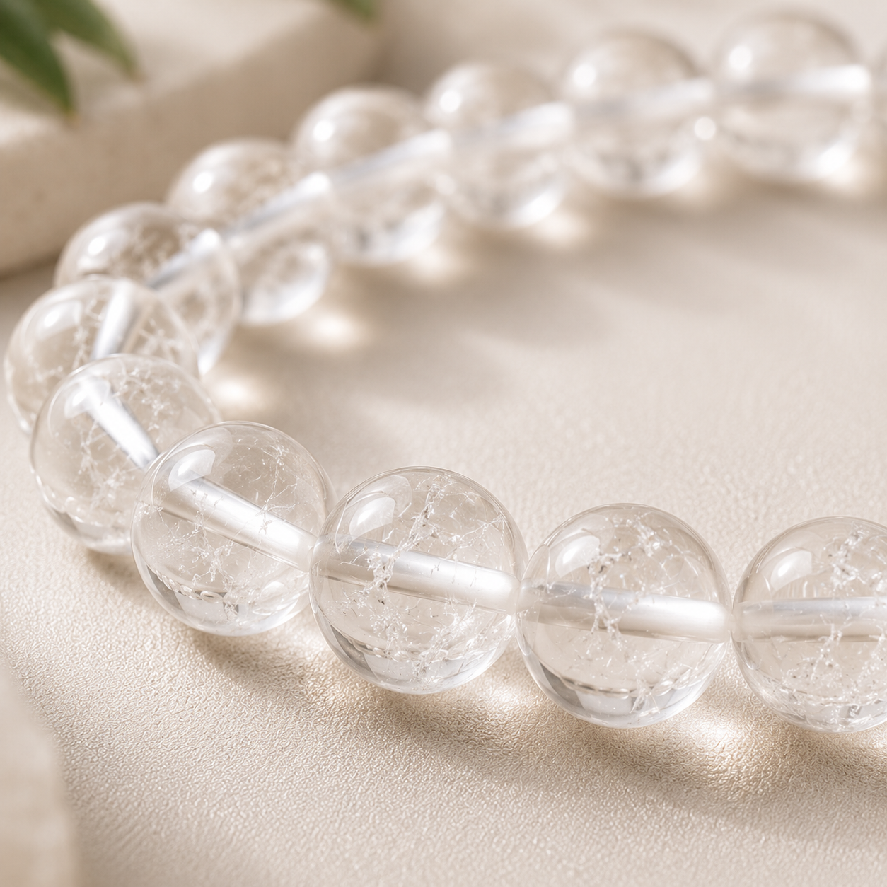 Clear Quartz Round Bead Bracelet