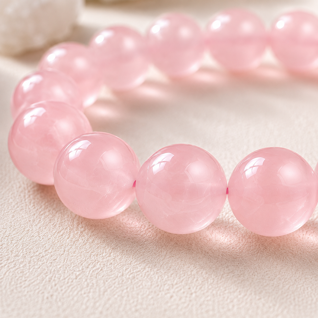 Rose Quartz Round Bead Bracelet