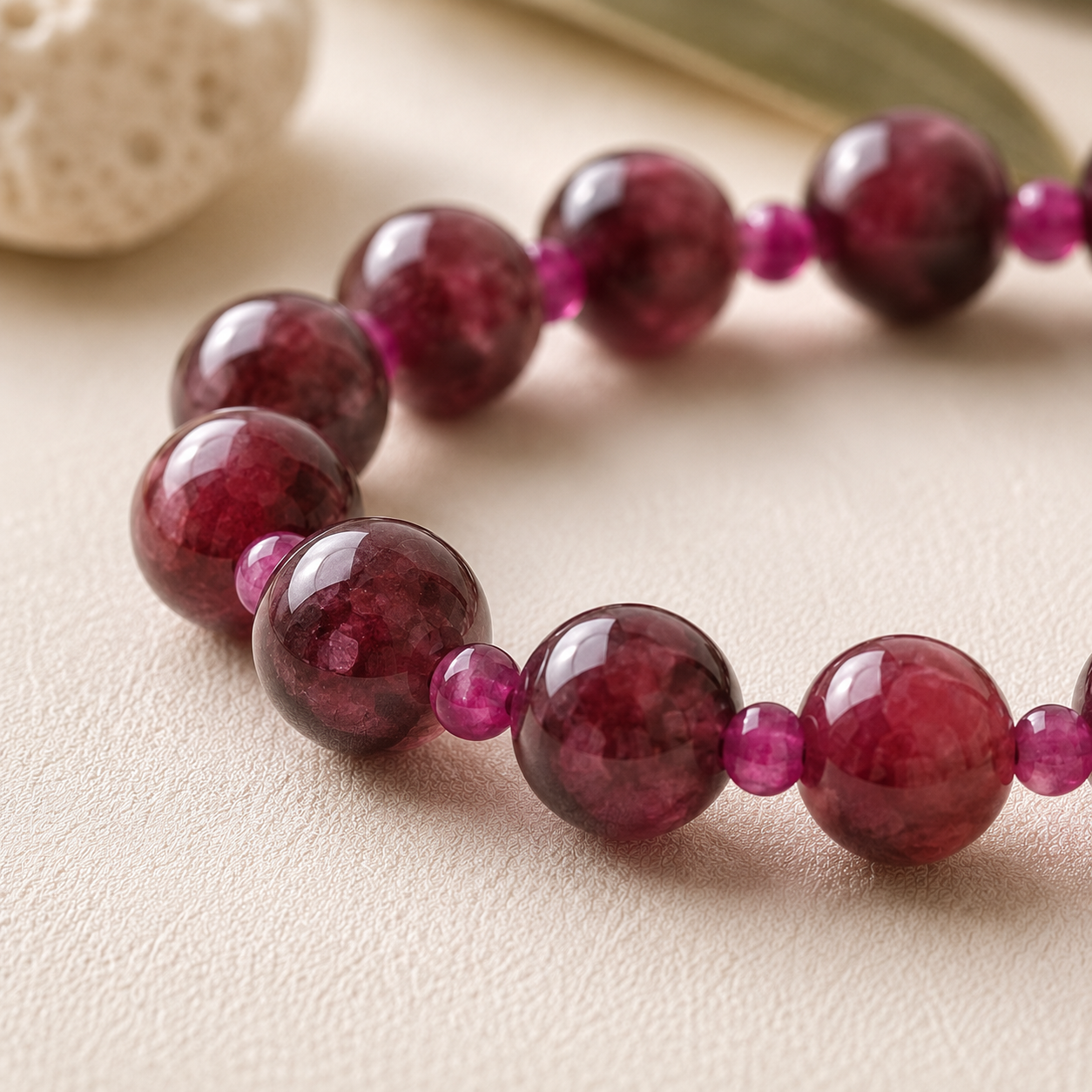 Ruby Round Bead Bracelet