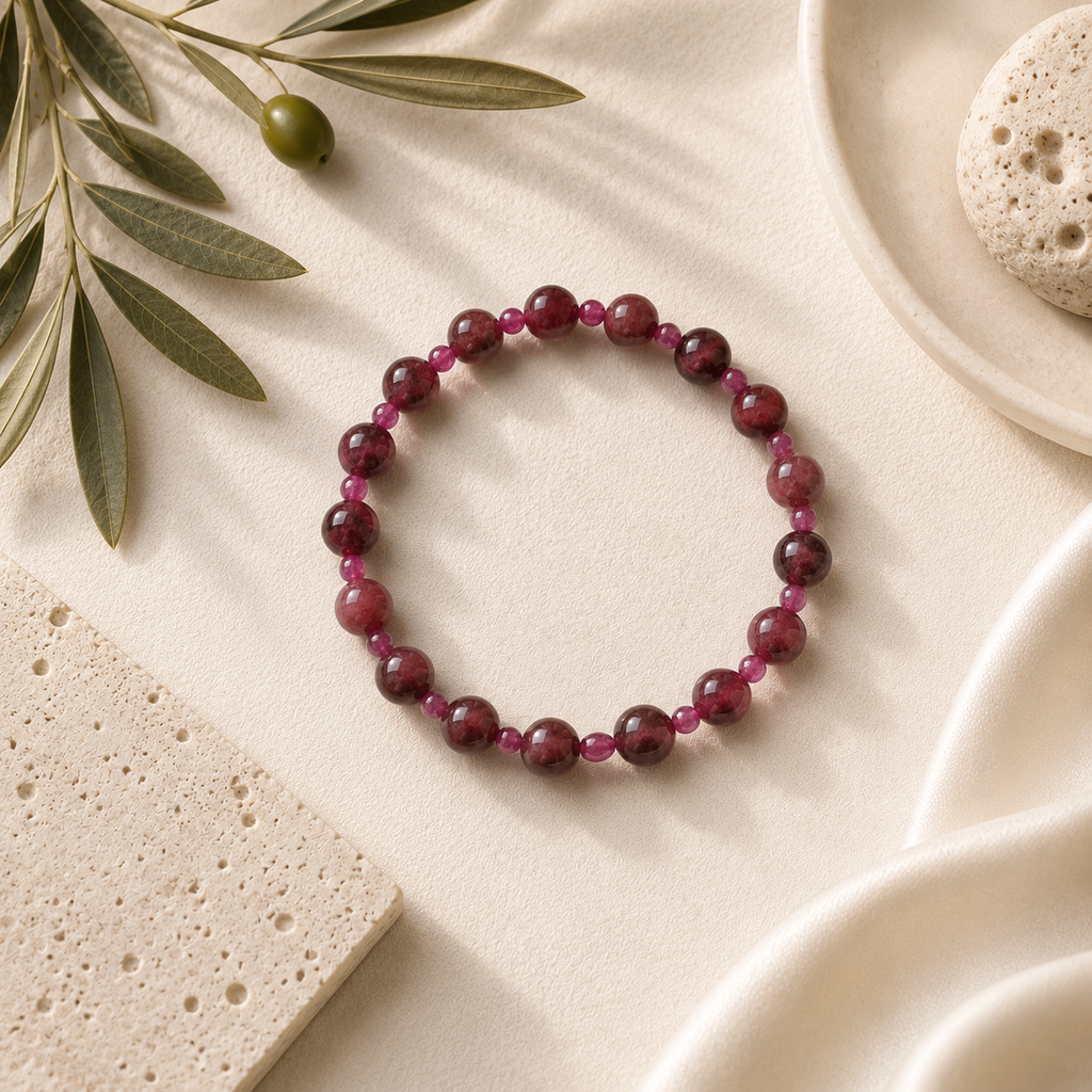 Ruby Round Bead Bracelet