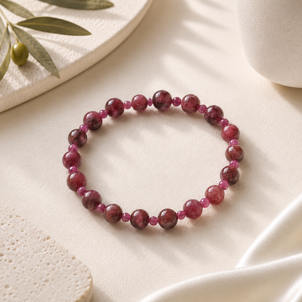 Ruby Round Bead Bracelet