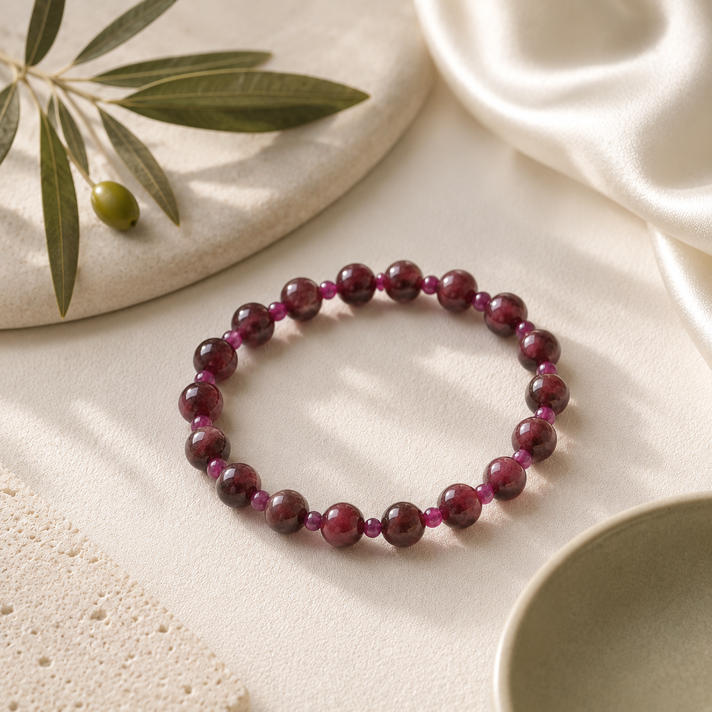 Ruby Round Bead Bracelet