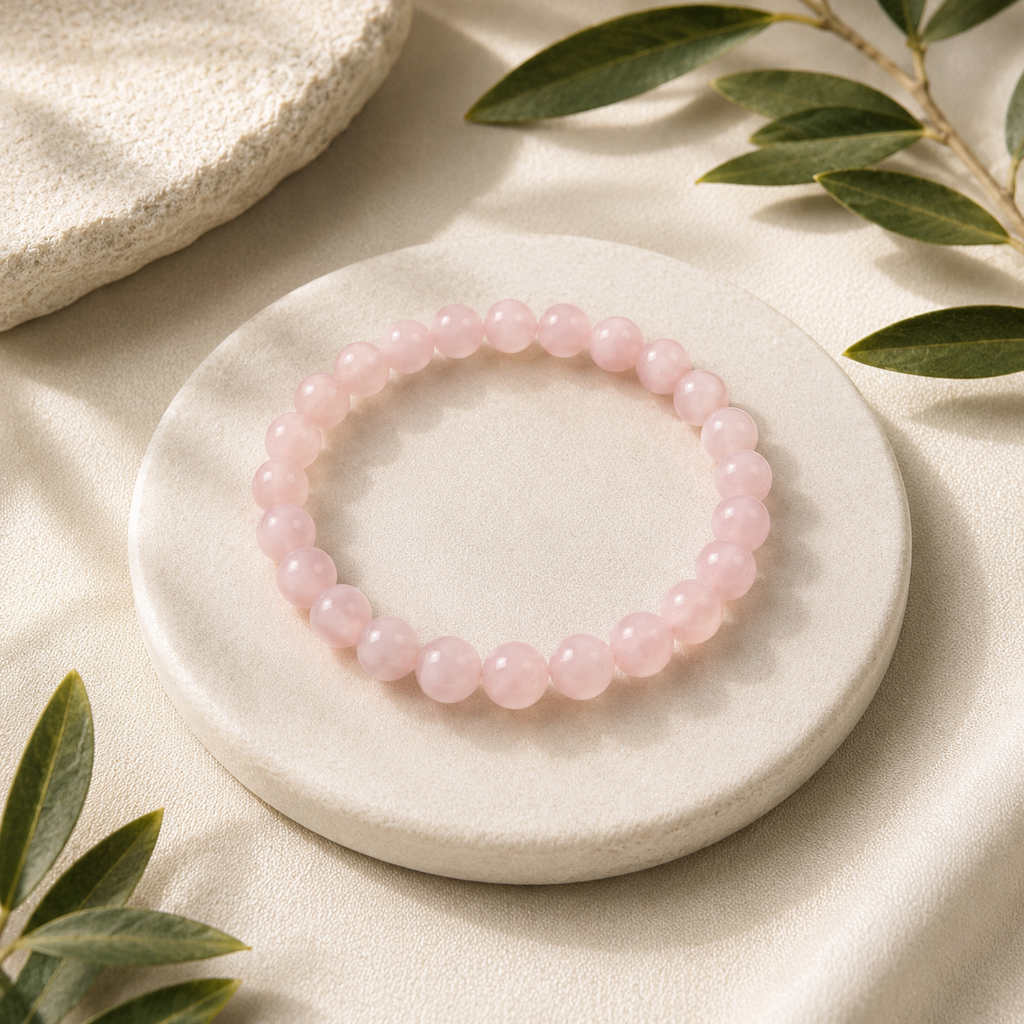 Pink Opal Round Bead Bracelet