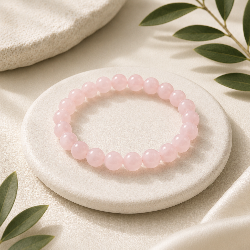 Pink Opal Round Bead Bracelet